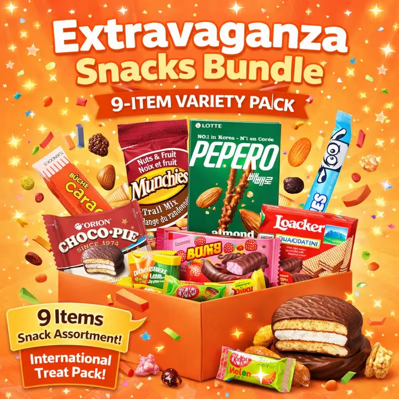 Extravaganza Snacks Bundle – 9 Items Variety Pack – Sweet Snack Box for Sharing, Gifts & Movie Night