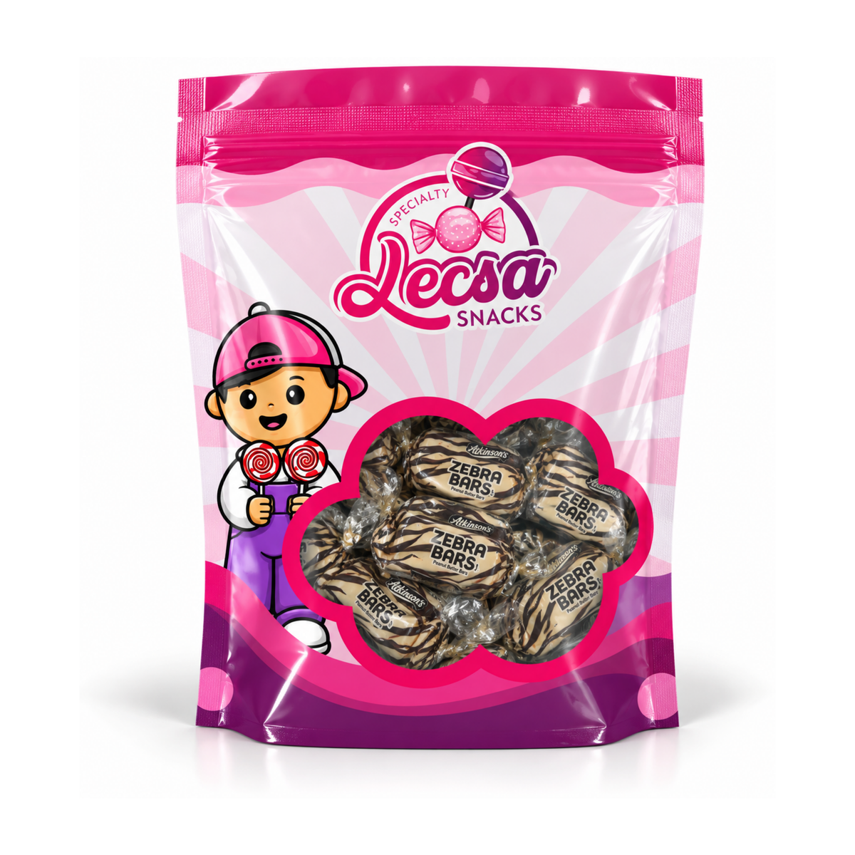 Zebra Peanut Butter Candy Bars 454g (1lb) - Individually Wrapped, Crunchy Retro Candy,