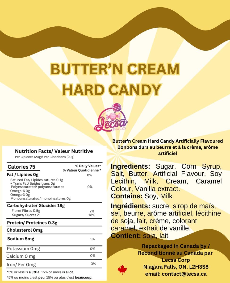 Butter’n Cream Hard Candy 1lb (454g) – Individually Wrapped Old-Fashioned Bonbons