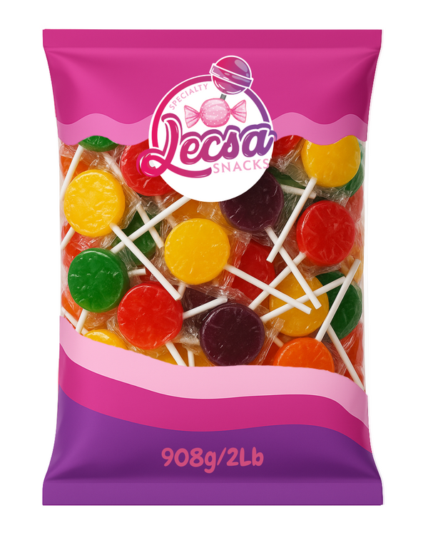 Assorted Fruit Flat Lollipop by Lecsa Specialty Snacks (908g/2lb)