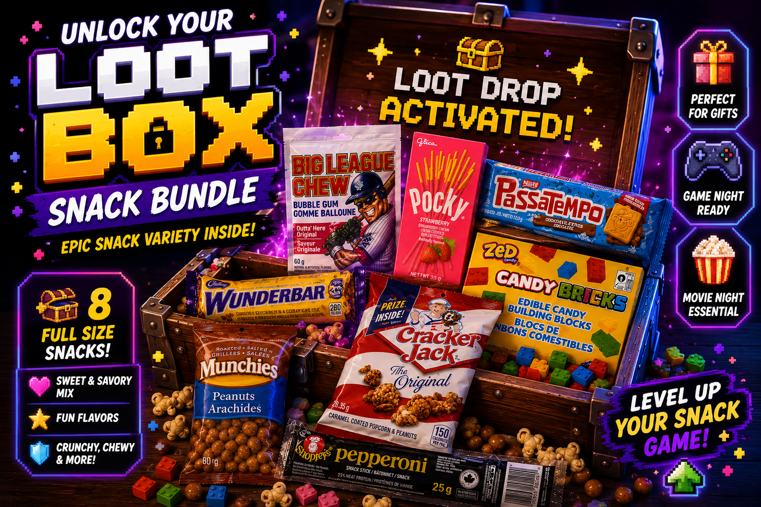 Loot Snack Bundle - Candy, Chocolate, Bubble Gum, Biscuit & Fun Treat Variety Pack