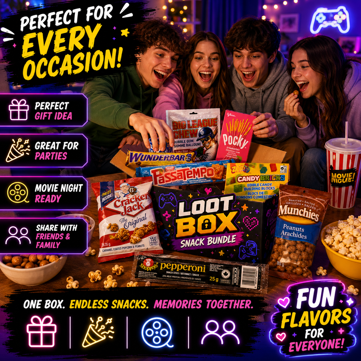 Loot Snack Bundle - Candy, Chocolate, Bubble Gum, Biscuit & Fun Treat Variety Pack