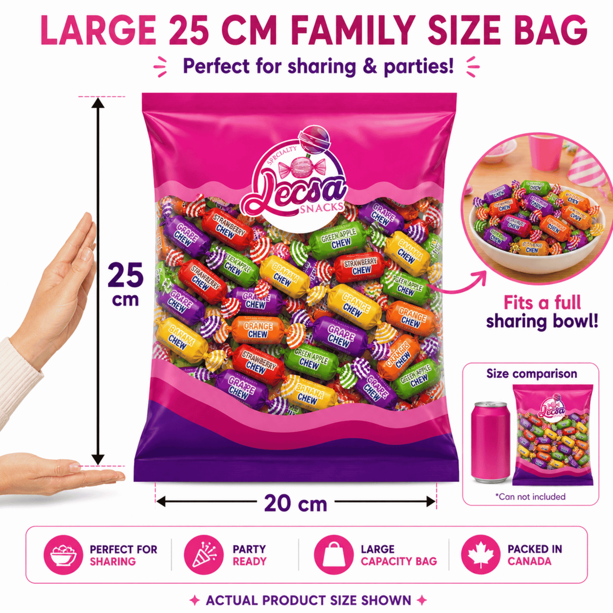 Colombina Assorted Fruit Chews – 1 lb (454g) – Individually Wrapped Fruity Chewy Candy Mix