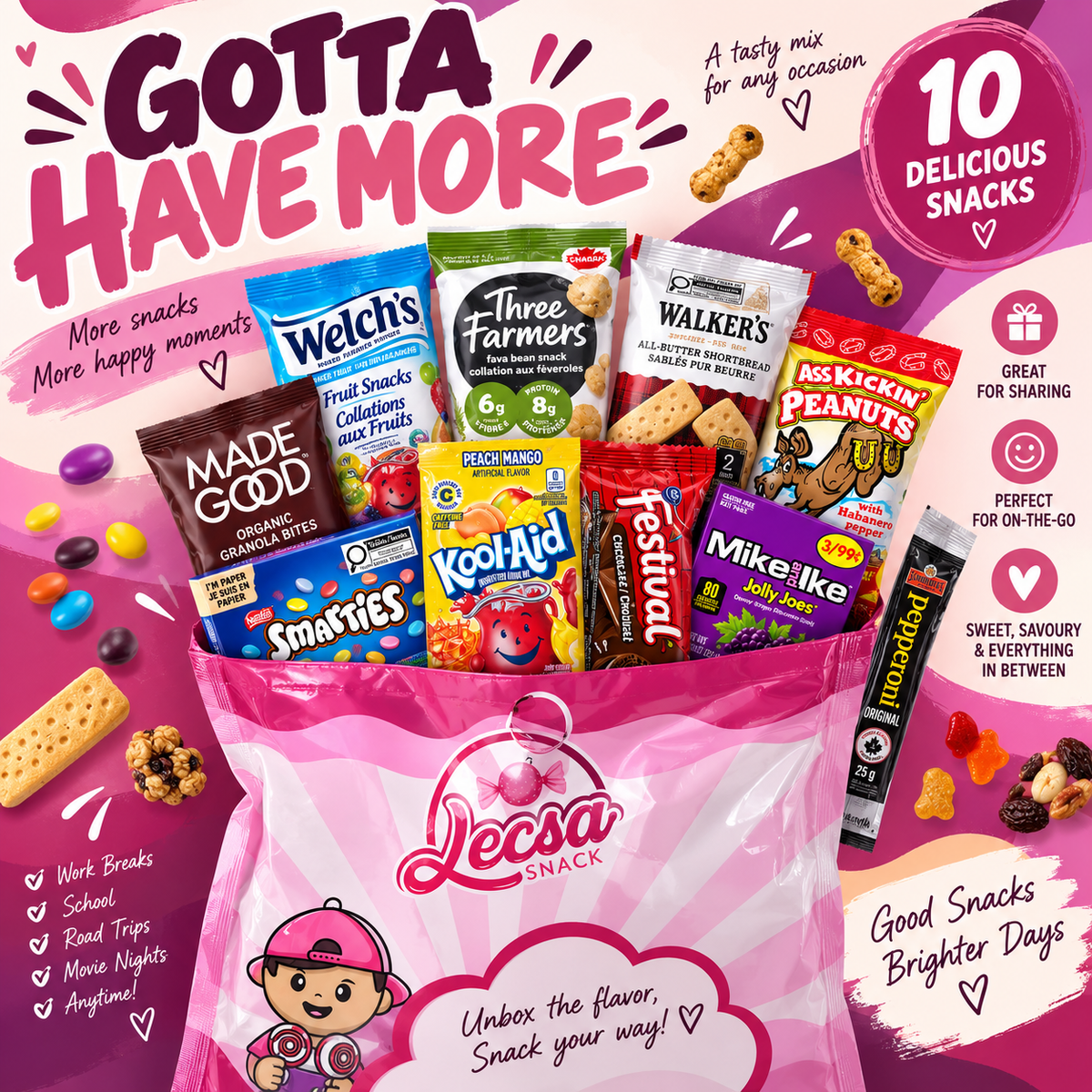 Gotta Have More – 10 Assorted Sweet & Savoury Snacks