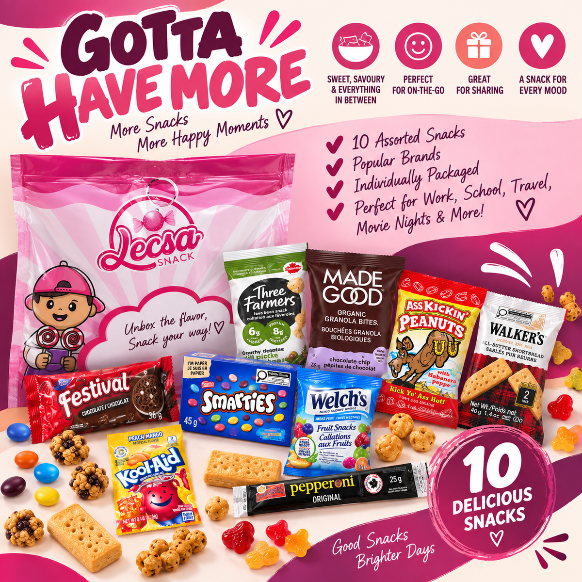 Gotta Have More – 10 Assorted Sweet & Savoury Snacks