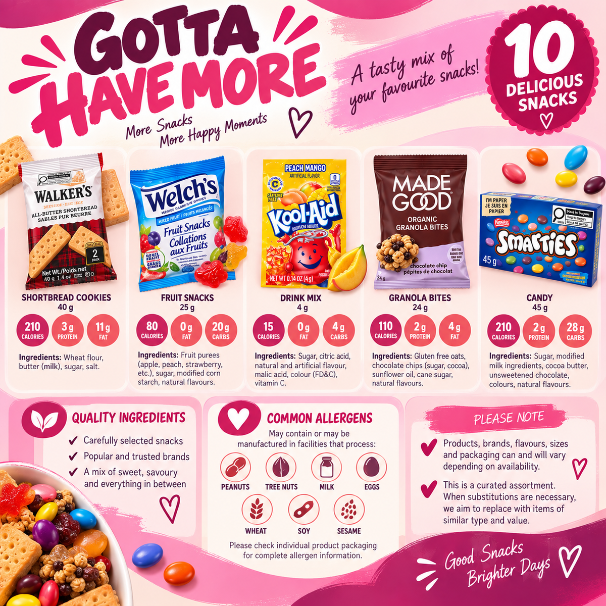 Gotta Have More – 10 Assorted Sweet & Savoury Snacks
