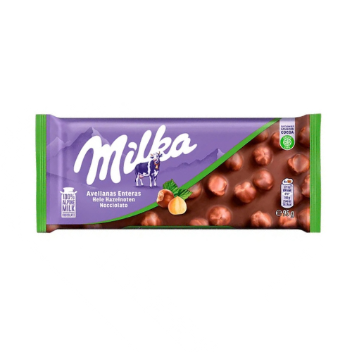 Milka Whole Hazelnuts Chocolate Bar – (95g)
