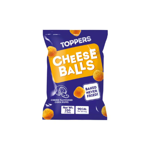 Toopers Cheese Balls 35g – Crunchy Cheese Flavoured Corn Snacks