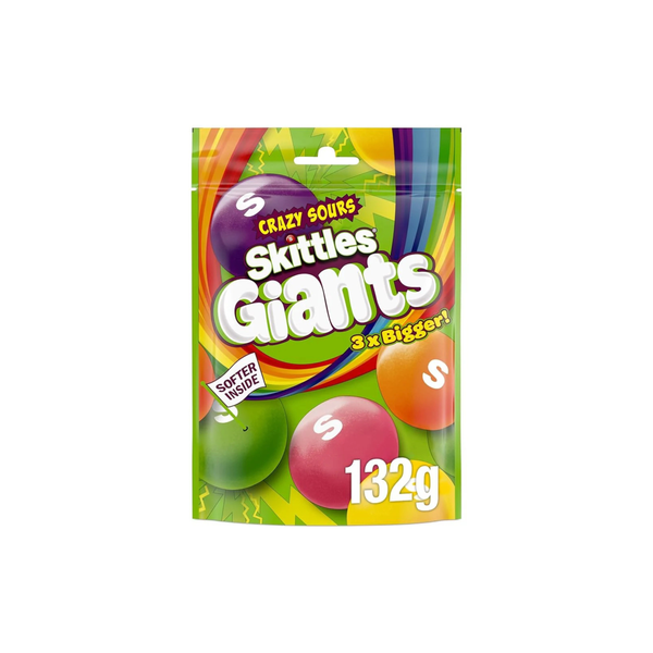 Skittles Giants Crazy Sour Candy 132g – Soft Center Sour Fruit Candy