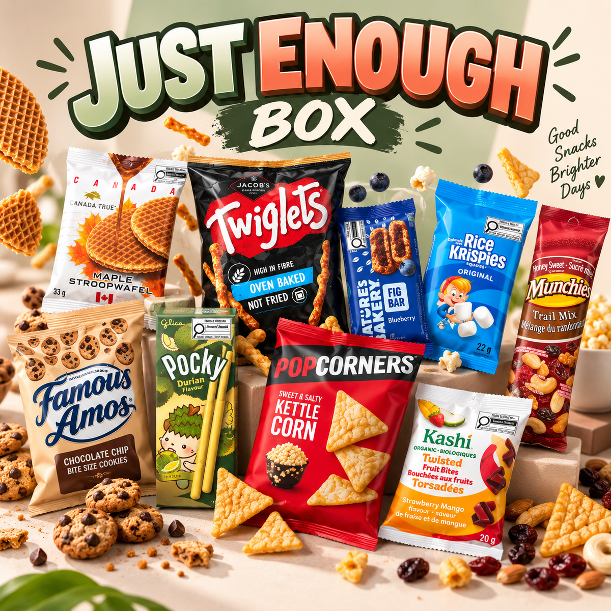 Just Enough Box – 9 Assorted Sweet & Savoury Snacks