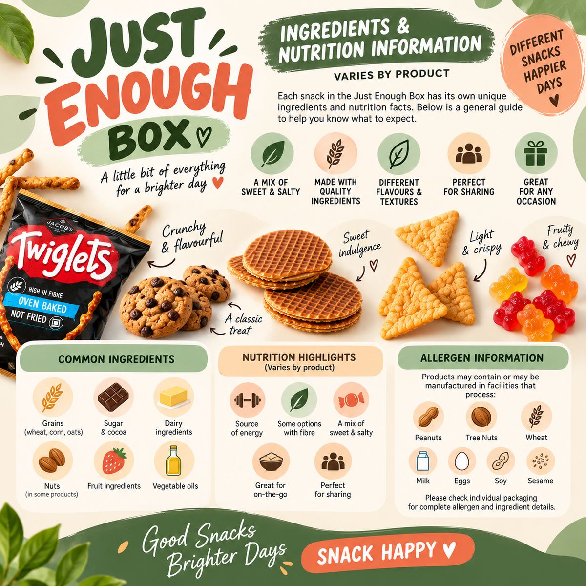 Just Enough Box – 9 Assorted Sweet & Savoury Snacks