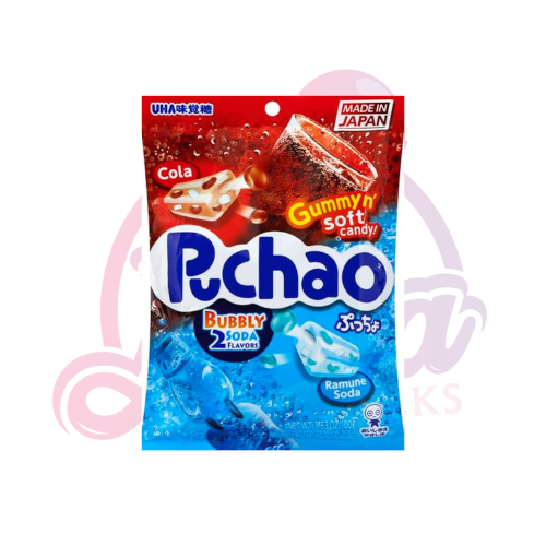 Puchao Gummy N' Soft Candy Cola and Ramune Soda Flavours - 100g (Japan)