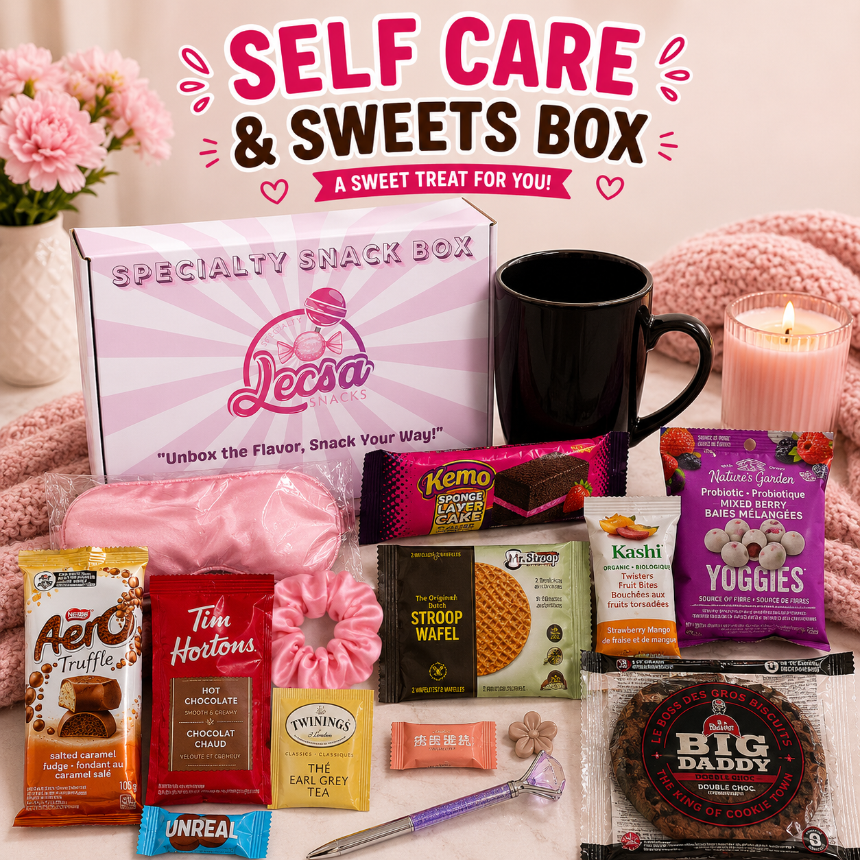 Self Care & Sweets Box – Cozy Gift Box with Sweet Treats, Mug & Self-Care Essentials
