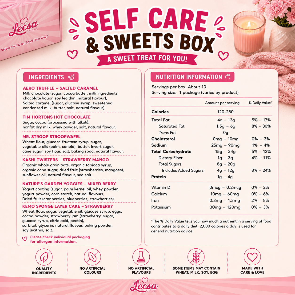 Self Care & Sweets Box – Cozy Gift Box with Sweet Treats, Mug & Self-Care Essentials