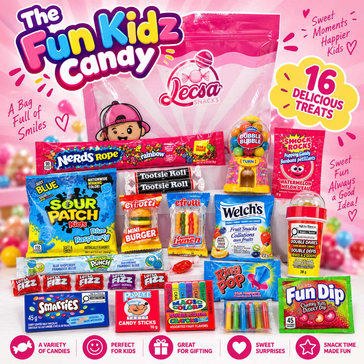 The Fun Kidz Candy – Candy Variety Bag, Sweet, Sour, Chewy & Fun Treats