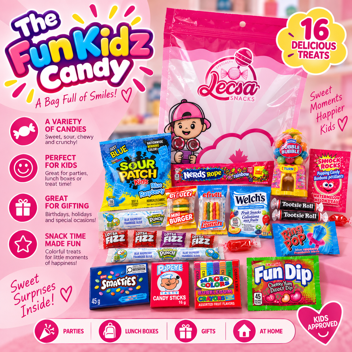 The Fun Kidz Candy – Candy Variety Bag, Sweet, Sour, Chewy & Fun Treats