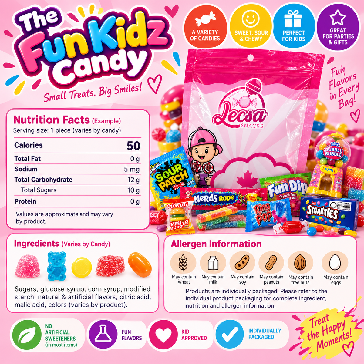 The Fun Kidz Candy – Candy Variety Bag, Sweet, Sour, Chewy & Fun Treats