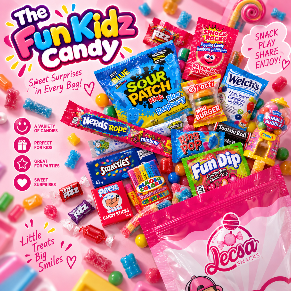 The Fun Kidz Candy – Candy Variety Bag, Sweet, Sour, Chewy & Fun Treats