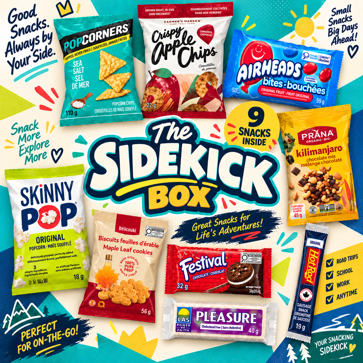 The Sidekick Box – 9 Assorted Sweet & Savoury Snacks