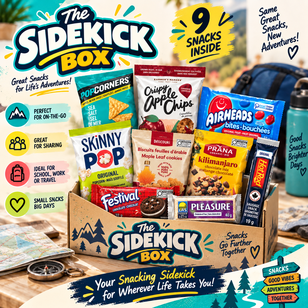 The Sidekick Box – 9 Assorted Sweet & Savoury Snacks