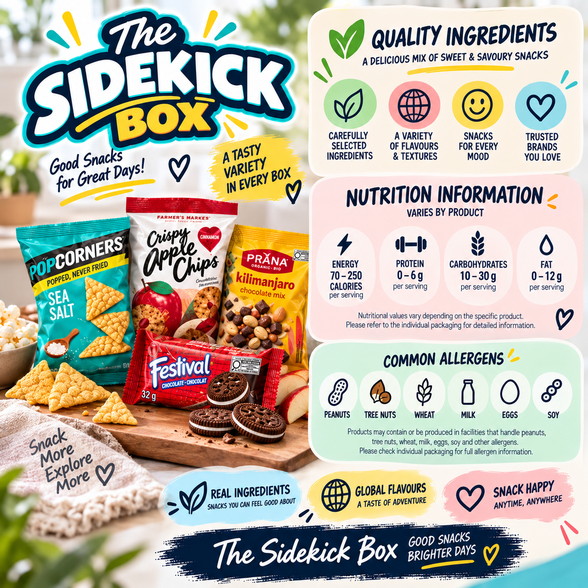 The Sidekick Box – 9 Assorted Sweet & Savoury Snacks
