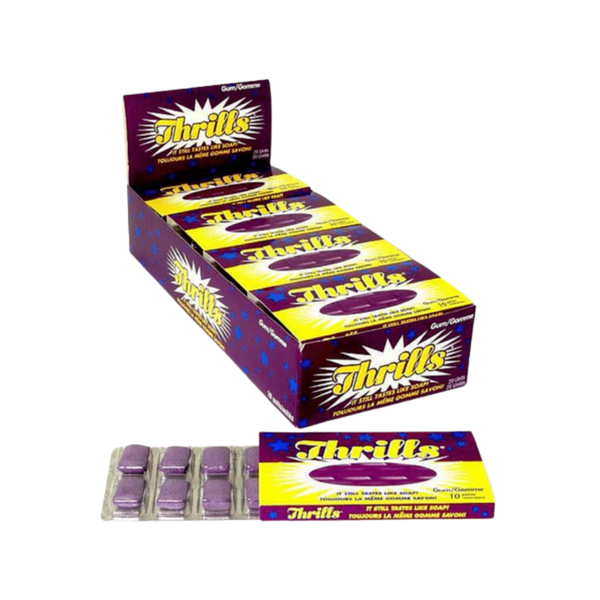 Thrills Gum – Retro Canadian Candy, 20 Packs x 10 Pieces – Floral “Soap” Flavour