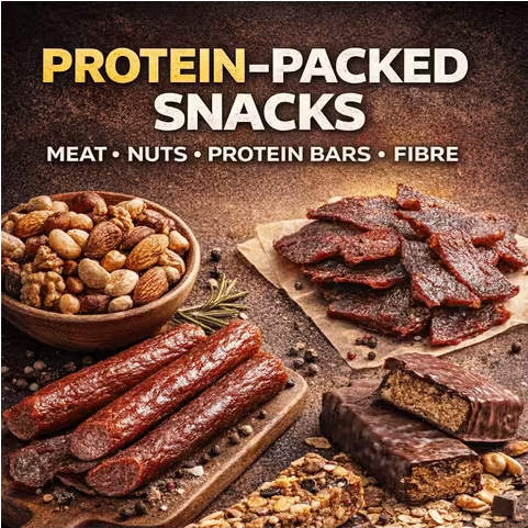 High Protein Snack Box – Gym Fuel Variety Pack with Jerky, Protein Bars, Nuts & Fibre Snacks
