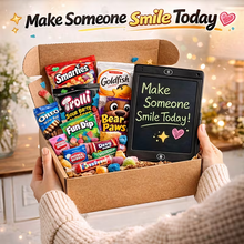 Sweet Surprise Gift Basket Box – 15+ Snacks Variety Pack + LCD Writing Tablet