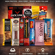 High Protein Snack Box – Gym Fuel Variety Pack with Jerky, Protein Bars, Nuts & Fibre Snacks