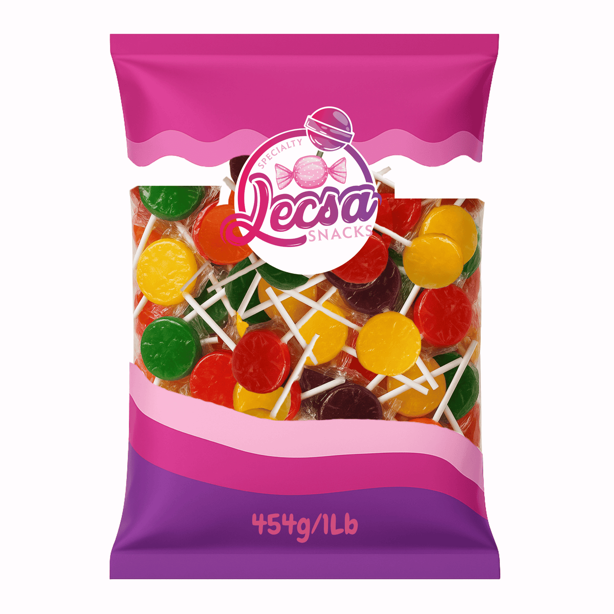 Assorted Fruit Lollipops 1lb (454g) - Individually Wrapped Mixed Fruit Flavored Hard Candy