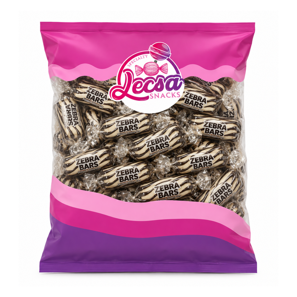 Zebra Peanut Butter Candy Bars 454g (1lb) - Individually Wrapped, Crunchy Retro Candy,