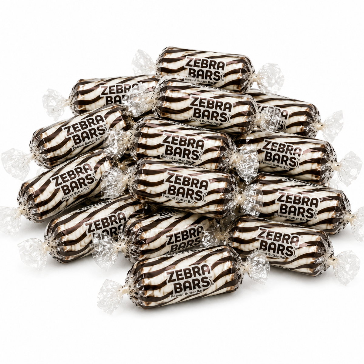 Zebra Peanut Butter Candy Bars 454g (1lb) - Individually Wrapped, Crunchy Retro Candy,