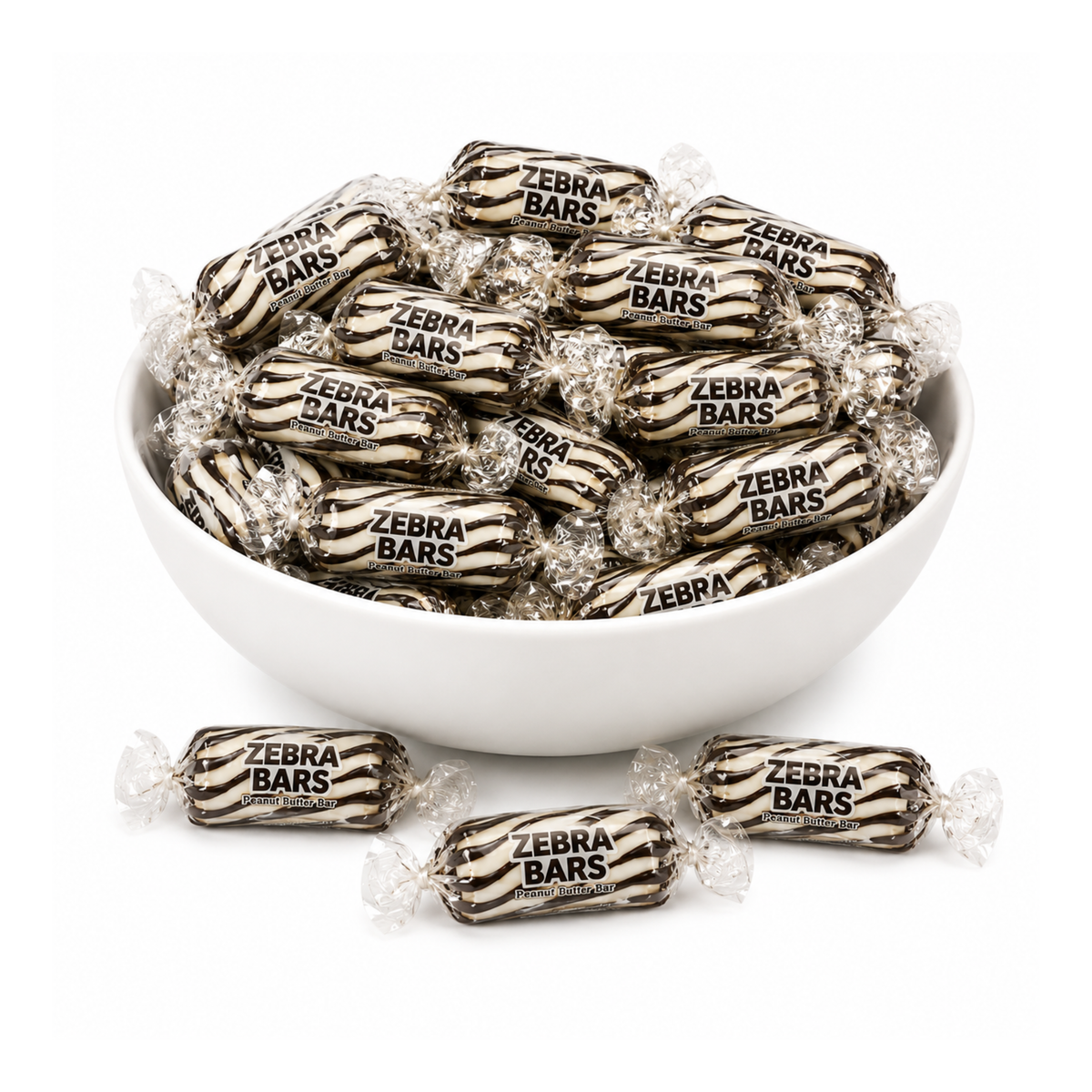 Zebra Peanut Butter Candy Bars 454g (1lb) - Individually Wrapped, Crunchy Retro Candy,